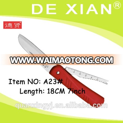 7inch Red color plastic handle kitchen knife